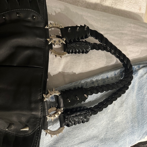 Christian Louboutin Black Leather Suede Spiked Tote - Rare Collection - Picture 2 of 7